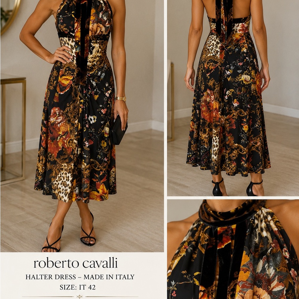 Roberto Cavalli Halter Dress – Made in Italy – IT 42 / US 6–8